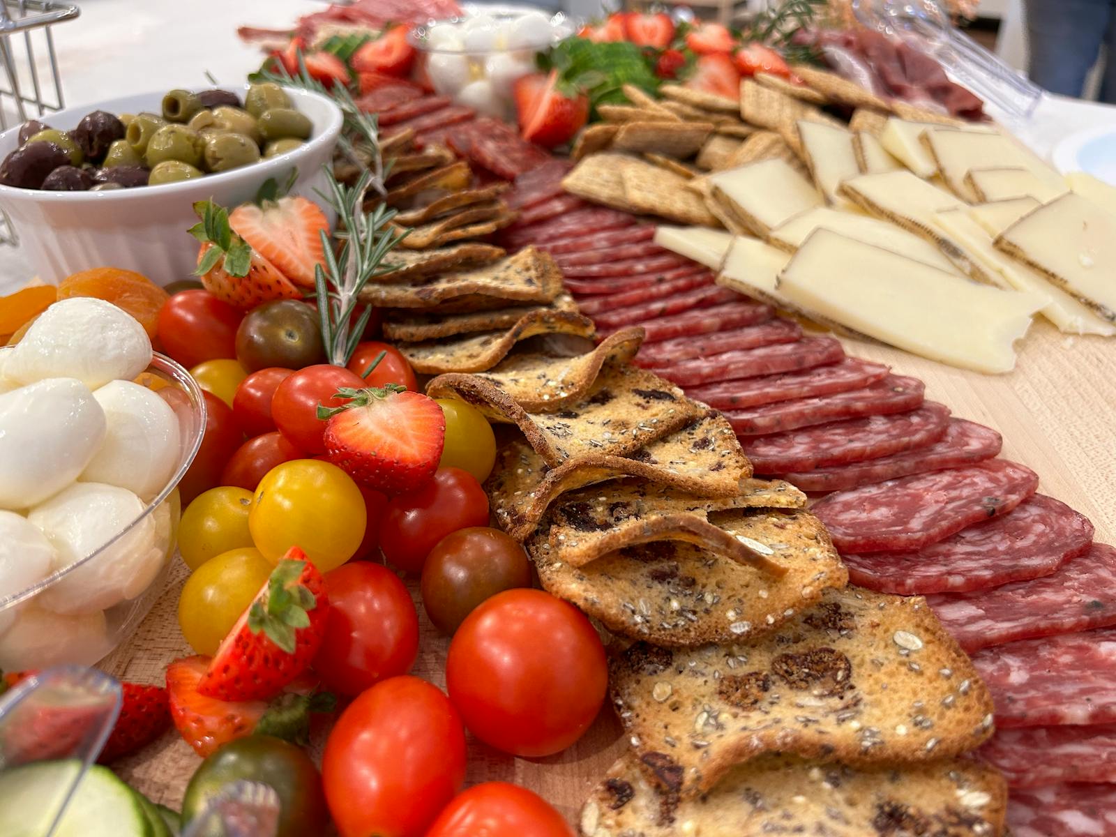 Lush Graze Craze grazing board with cured meats, cheeses and fresh fruit